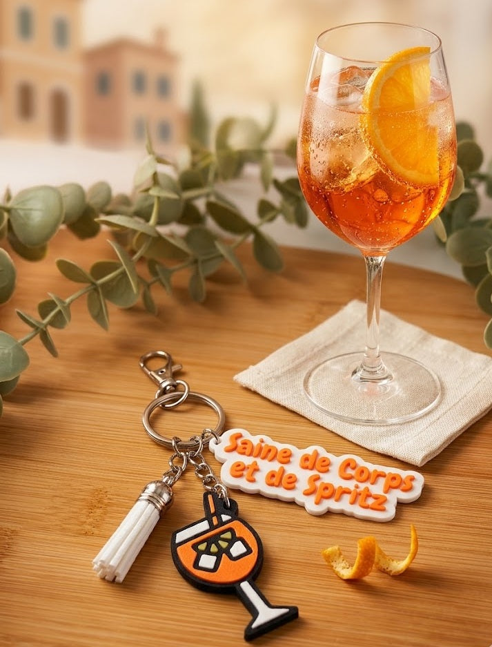 Porte-Clés "Saine de Corps et de Spritz" – L'Accessoire Indispensable de l'Apéro Chic