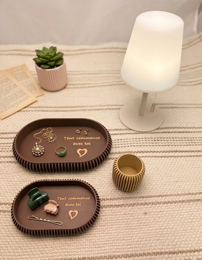 Vide-poche Ovale Personnalisé Gravé – Décoration Chic & Rangement Bijoux