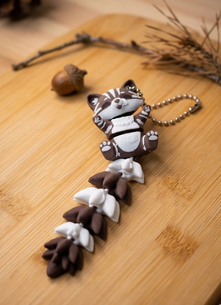 Porte-clé Raton Laveur Articulé – Bijou de Sac & Fidget Toy Kawaii