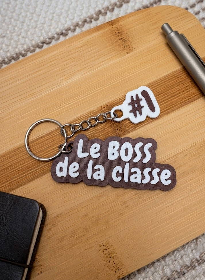 Porte-clé "Le BOSS de la classe" – Cadeau Maître 3D