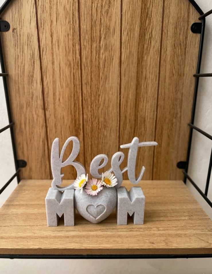 Décoration "Best Mom" Personnalisée avec Mini Vase – Cadeau Fête des Mères Artisanal