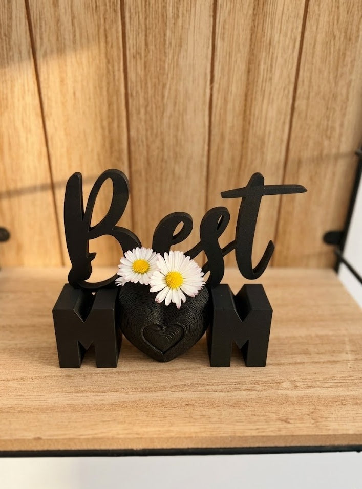 Décoration "Best Mom" Personnalisée avec Mini Vase – Cadeau Fête des Mères Artisanal