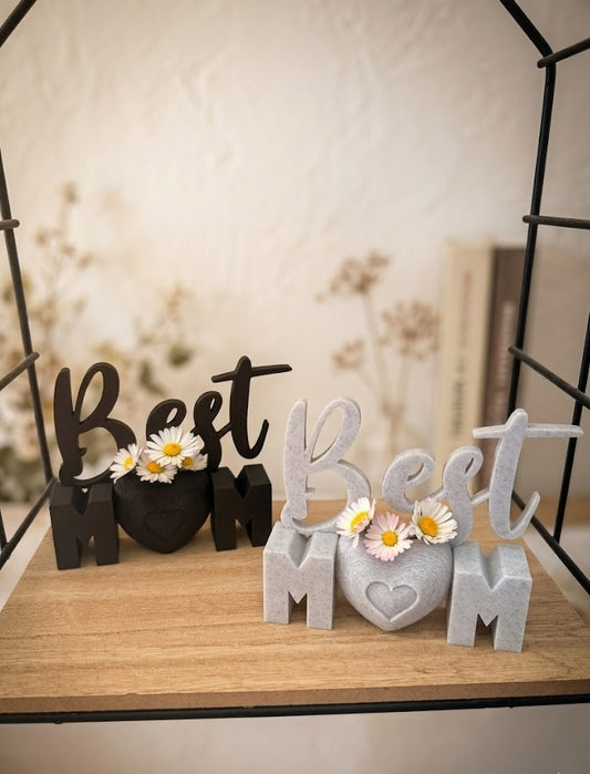 Décoration "Best Mom" Personnalisée avec Mini Vase – Cadeau Fête des Mères Artisanal