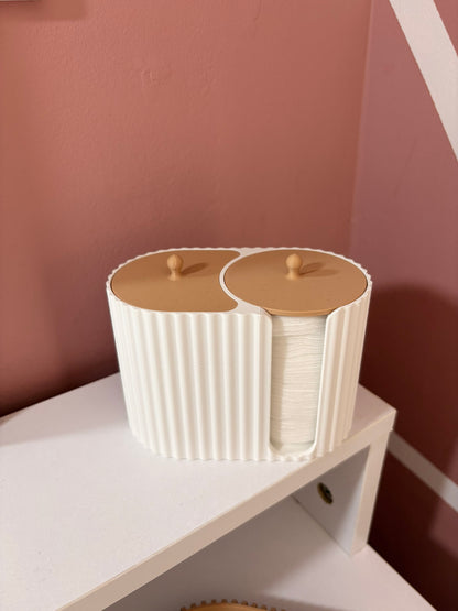 Organisateur Double "Stria" – Distributeur Design pour Cotons et Cotons-Tiges