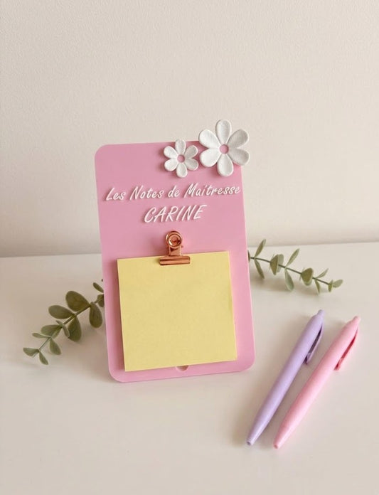 Porte-Bloc Notes Personnalisé "Fleurs" – Le Cadeau de Fin d’Année Idéal pour Maître(sse), ATSEM & Nounou