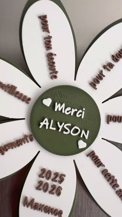 Magnet Fleur "Merci" Personnalisé – Le Souvenir de Fin d'Année Scolaire Inoubliable