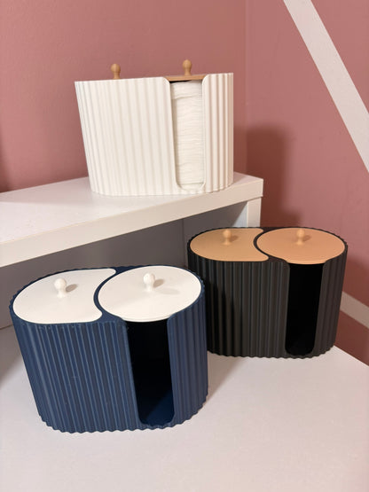 Organisateur Double "Stria" – Distributeur Design pour Cotons et Cotons-Tiges